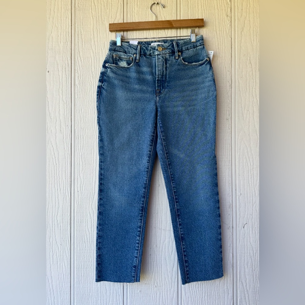 Good American Raw Hem Crop Jeans